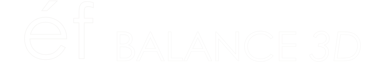 Fondo con el nombre Éf Balance 3D, curso de impresión 3D en podología